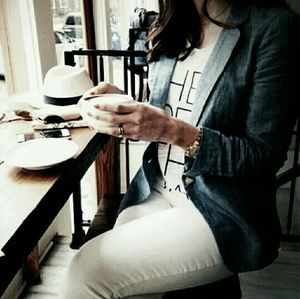 EXPRESS Suit XS 2 Chambray Denim Blazer Wide Pant